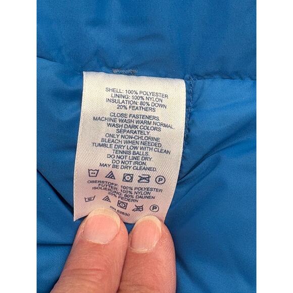 EUC Lands End Down Puffer Vest Womens SMALL Blue Plaid Feather insulated Jacket - Picture 8 of 9